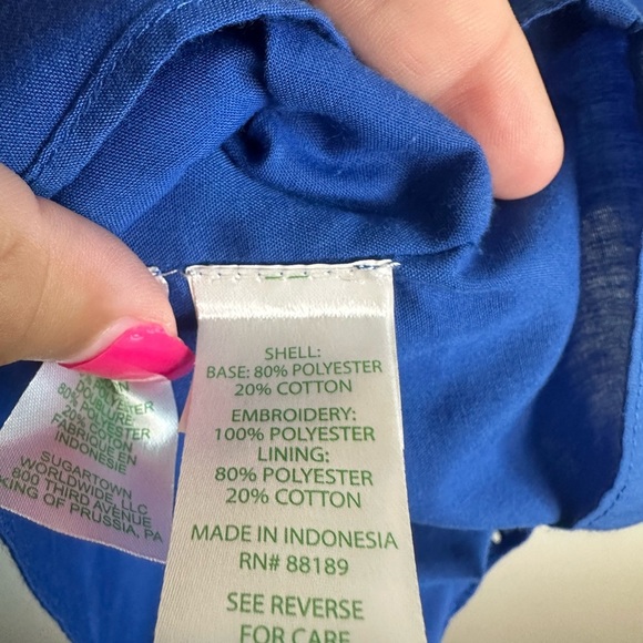 NWOT Lily Pulitzer Royal Blue Eyelet Cotton Blouse Size XS - Picture 5 of 7